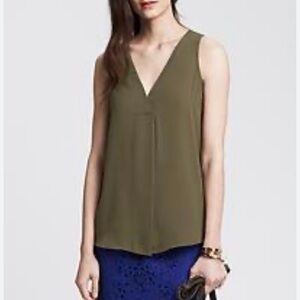 Banana Republic Open Cowl Back Olive Green Sleeveless Women's Top